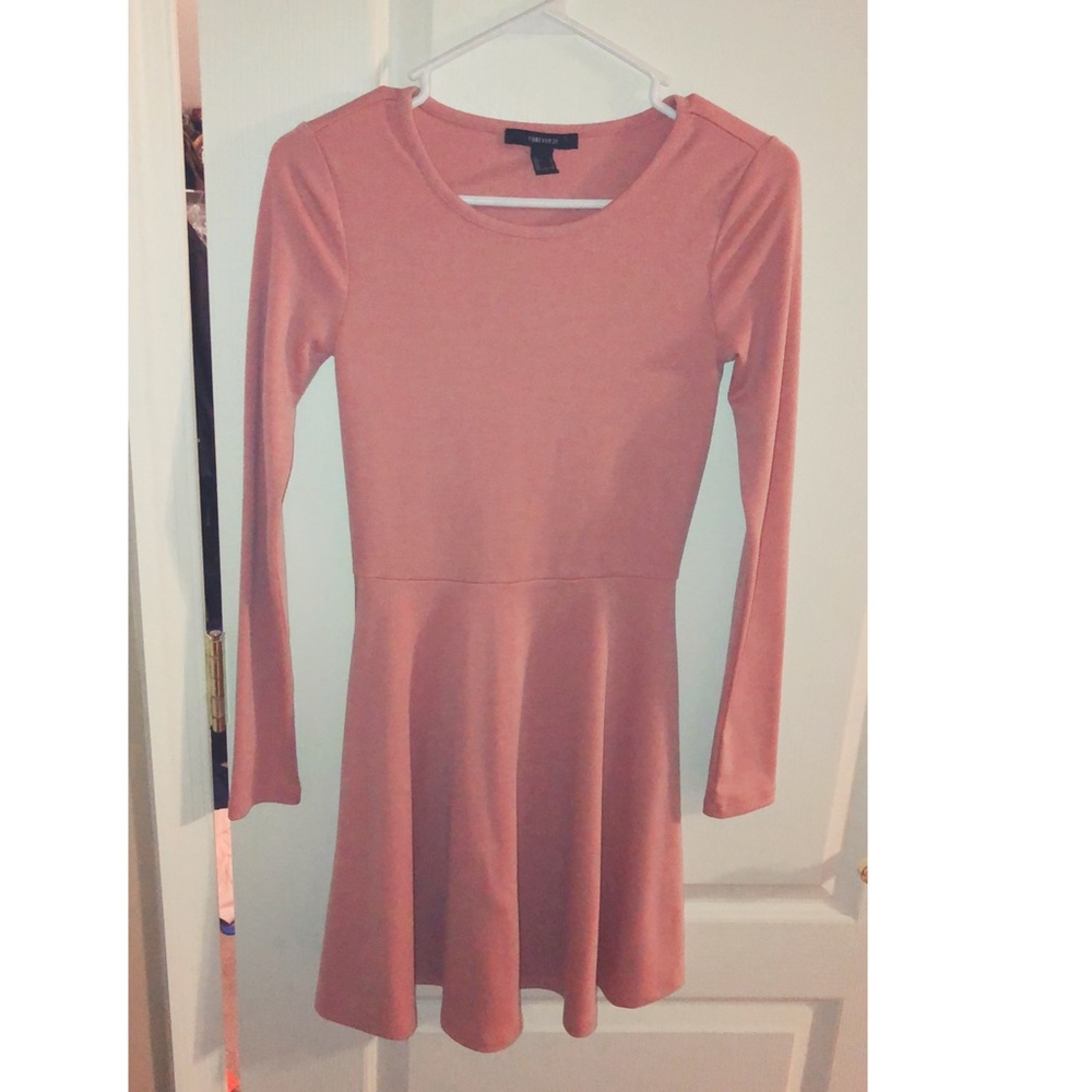 Blush colored long sleeve dress